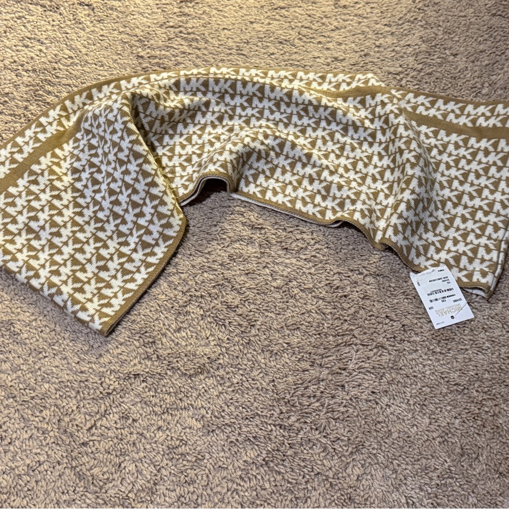 Michael Kors Dark Camel and Cream Infinity Scarf